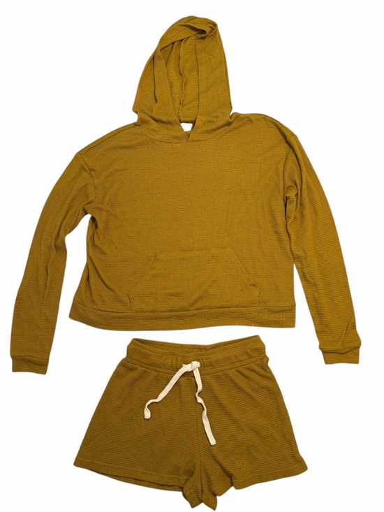 Urban Outfitters Tops - Urban Outfitters Waffle Knit Lounge Set Mustard Hoodie & Shorts S/XS
